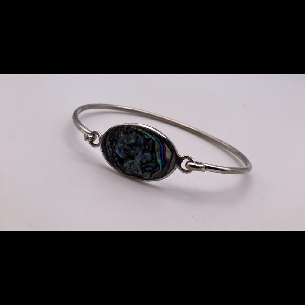 Sterling Silver Abalone Shell Bangle Bracelet - image 6